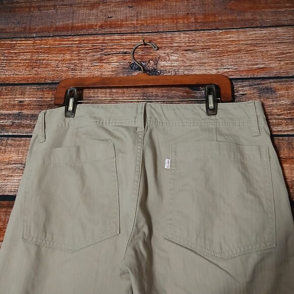 Levi's Cargo Pants Size M Clamdiggers Capri Drawstring 100% Cotton Khaki Tan - Picture 5 of 10